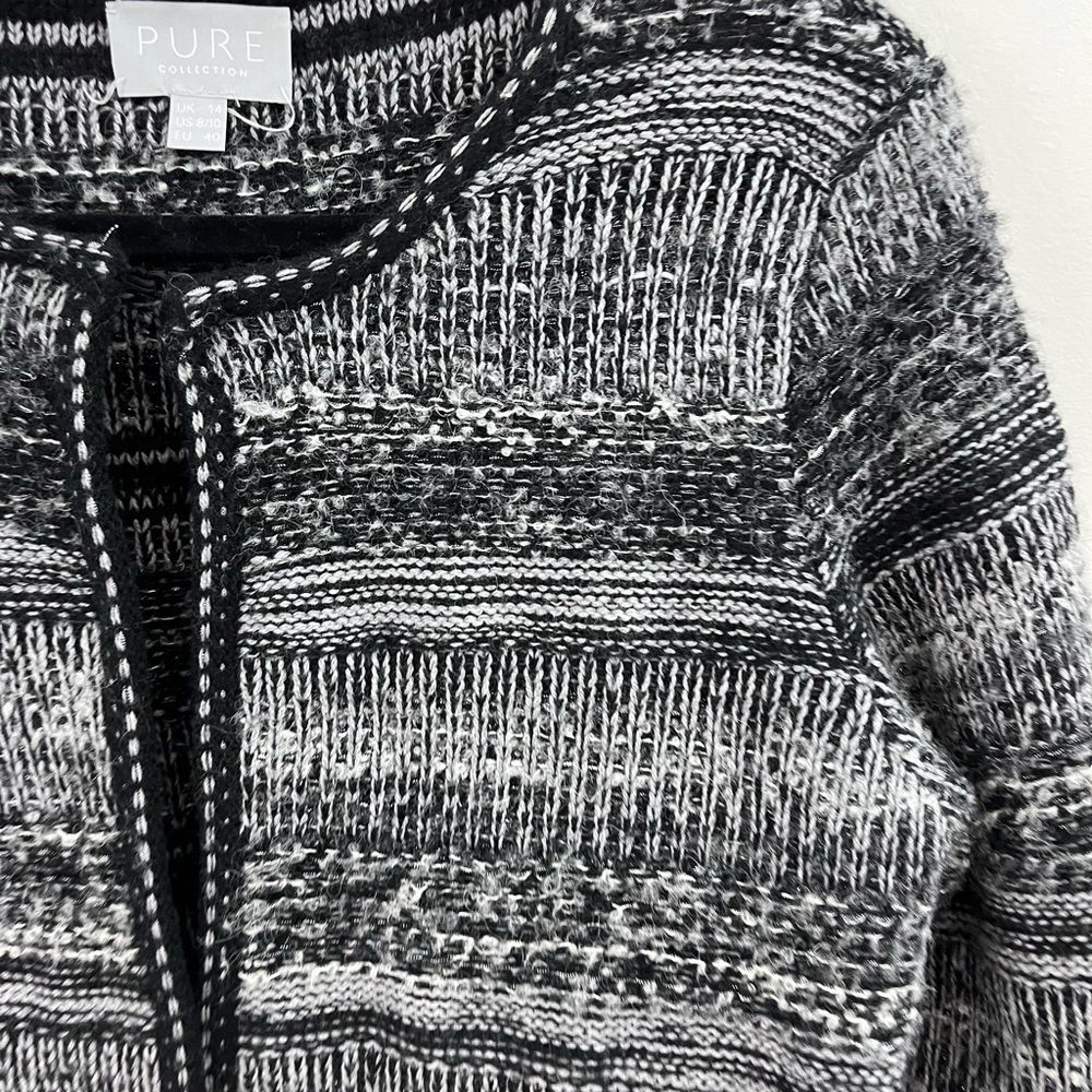 PURE Collection Sweater Cardigan Black Grey 8/10 - Picture 3 of 8